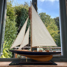 Load image into Gallery viewer, J CLASS WOODEN SAILING YACHT MODEL 76CM | America’s Cup Racing Sailboat 97cm High | Nautical Display Ornament | Ideal Gift | Partly Assembled Model Boat Kit

