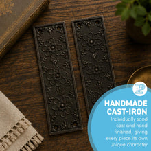 Load image into Gallery viewer, The Ellerker – Hand-Cast Ornate Finger Plates in Antique Iron (Pair)
