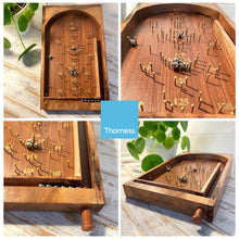 Load image into Gallery viewer, Classic vintage style TABLETOP PINBALL BAGATELLE GAME | 34cm x 20cm | Spring plunger | Brass pins and steel balls | Shesham Rose wood board ! vintage traditional pub game
