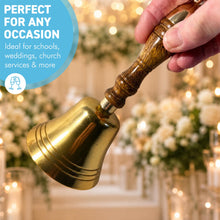 Load image into Gallery viewer, Elegant 18cm Aluminium Library Hand Bell with Antique Brass Finish and Wooden Handle
