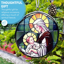 Load image into Gallery viewer, 3-Inch Virgin Mary Stained Glass Suncatcher | Beautiful Religious Window Decoration
