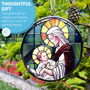 3-Inch Virgin Mary Stained Glass Suncatcher | Beautiful Religious Window Decoration