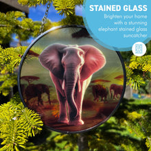 Load image into Gallery viewer, Elephant Design 6-Inch Stained Glass Suncatcher - Decorative Hanging Ornament for Windows
