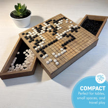 Load image into Gallery viewer, 𝟯𝟬𝗖𝗠 𝗪𝗢𝗢𝗗𝗘𝗡 𝗚𝗢 𝗕𝗢𝗔𝗥𝗗 𝗦𝗘𝗧 with Storage Drawers and Plastic Stones – Classic Chinese Strategy Game
