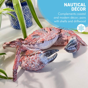 Hand-Painted Resin Crab Ornament, 28cm Wide – Unique Nautical Decor Gift