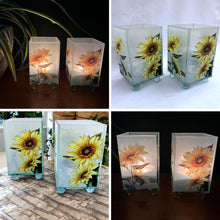 Load image into Gallery viewer, Set of 2 Elegant Sunflower Glass Votive Candle Holders – Decorative Accent for Warm Ambiance, Ideal for Home Decor, Gifts &amp; Special Occasions
