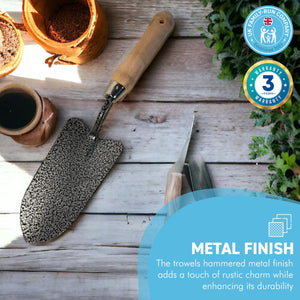 METAL GARDEN HAND TROWEL with WOODEN HANDLE | Gardeners Tools | Metal Trowel | Hand Tools | Gardeners Gifts | Gardeners | Weeding