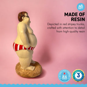 CHUBBY CHAPPY resin FIGURINE | Seaside ornament | bathroom ornaments | beach figurine | 16cm (H) | Swimmer | Fat Bloke