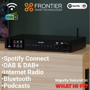 Bluetooth Wifi Internet Radio with DAB, DAB+ | HiFi Smart Digital Radio with Spotify Connect, Podcasts, 90+ Presets, and Full Colour LED Display | USB, AUX, RCA Connection | Majority Fitzwilliam Tuner