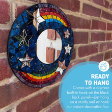 Load image into Gallery viewer, Rainbow &amp; Stars Celestial Round Mirror, Stunning Mosaic Design, 30cm diameter Decorative Mirror
