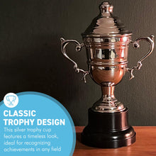 Load image into Gallery viewer, Silver Trophy Cup with lid 17cm - Ideal Award for achievements &amp; celebrations
