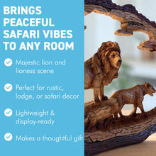 Load image into Gallery viewer, 𝗟𝗜𝗢𝗡 𝗙𝗔𝗠𝗜𝗟𝗬 𝗢𝗥𝗡𝗔𝗠𝗘𝗡𝗧, Resin Wood Effect Wildlife Figurine, Collectible Home Decor Gift
