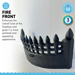 16 Inch Castle Fire Front Fret Matt Black | Large Cast Iron Sturdy Fireplace Accessory