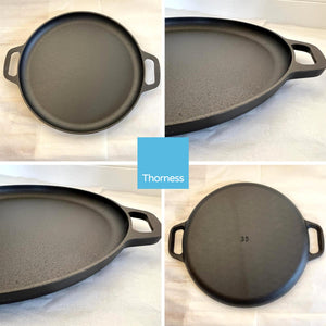 Black Cast Iron 14” Pizza Pan | Skillet for cooking | Baking and grilling | Long lasting and durable | Even heating