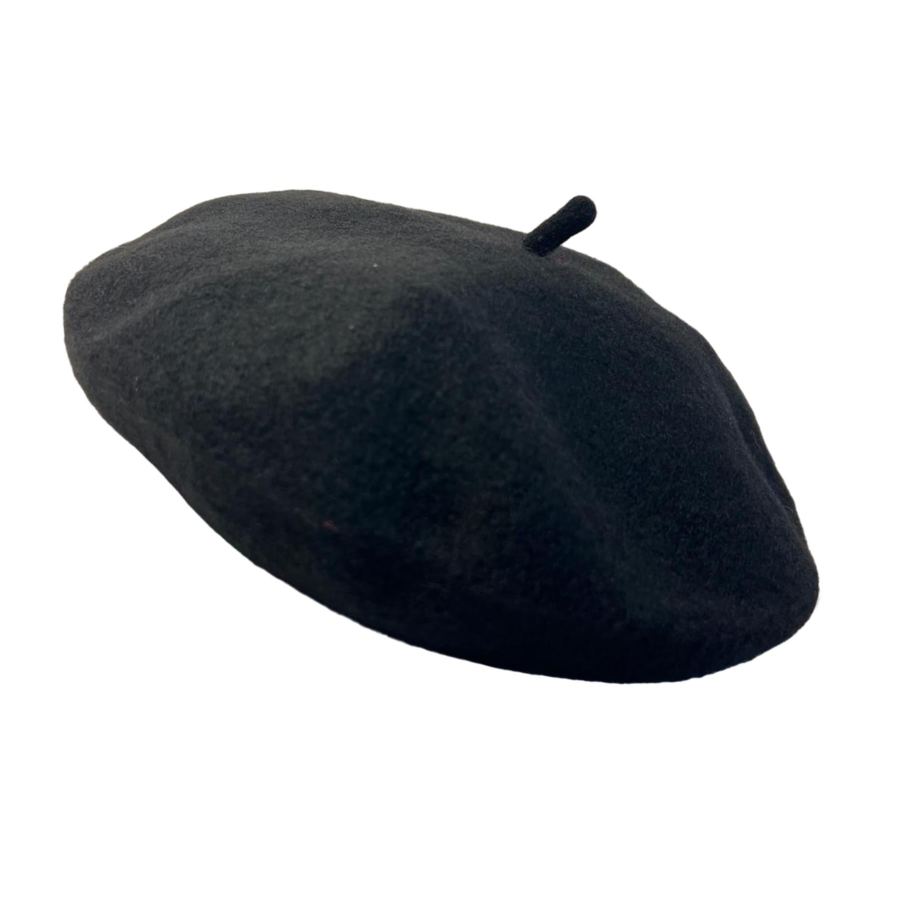 Black French Beret Hat Classic wool hat One size French cap