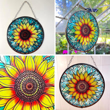 Load image into Gallery viewer, Vibrant Sunflower Stained Glass Suncatcher, 6-Inch Decorative Window Ornament
