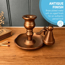 Load image into Gallery viewer, The Wee Willie Winkie Chamberstick – Brass Candle Holder with Snuffer
