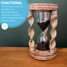 Load image into Gallery viewer, ROSEWOOD HOURGLASS SAND TIMER – 3-Minute Wooden Timer for Home, Office, Desk Décor &amp; Gift
