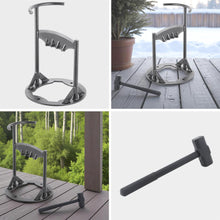Load image into Gallery viewer, 𝗖𝗔𝗦𝗧 𝗜𝗥𝗢𝗡 𝗟𝗢𝗚  𝗦𝗣𝗟𝗜𝗧𝗧𝗘𝗥 𝗪𝗜𝗧𝗛 𝗛𝗔𝗠𝗠𝗘𝗥 | 31cm (12”) (H) | Wood &amp; Kindling Splitting Tool | Firewood Cutter with Pre-Drilled Base | Splitting Blade | Fireplace Decor
