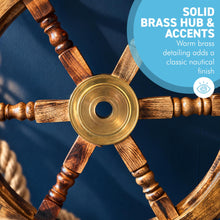 Load image into Gallery viewer, The 24 Inch Nautical Ship Wheel – Wooden with a Solid Brass Hub
