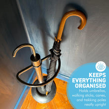 Load image into Gallery viewer, The 1930s-Style Umbrella Stand – Distressed Chrome with a Black Base
