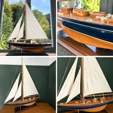 Load image into Gallery viewer, J CLASS WOODEN SAILING YACHT MODEL 76CM | America’s Cup Racing Sailboat 97cm High | Nautical Display Ornament | Ideal Gift | Partly Assembled Model Boat Kit
