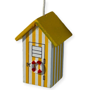 Yellow beach hut light pull | Nautical Theme Wooden Neach Hut Cord Pull Light Pulls