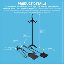 Load image into Gallery viewer, Five-piece metal black loop-handled Fireplace Companion
