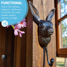 Load image into Gallery viewer, Sturdy Wall-Mounted Cast Iron Rabbit Head Hook Hanger for Hats, Coats, Clothes - Ideal for Kitchen, Bathroom, Bedroom, Office
