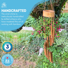 Load image into Gallery viewer, 67cm Long Indonesian Home and Garden Bamboo Spiral Windchime | chime ornament | wooden wind chimes | Classic Zen Garden windchime for relaxation | Bamboo wind chimes for garden.
