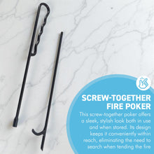 Load image into Gallery viewer, 𝗖𝗔𝗦𝗧 𝗜𝗥𝗢𝗡 𝗙𝗜𝗥𝗘𝗣𝗟𝗔𝗖𝗘 𝗣𝗢𝗞𝗘𝗥 𝟮𝟳.𝟱" 𝗟𝗢𝗡𝗚 𝗙𝗜𝗥𝗘 𝗣𝗜𝗧 𝗧𝗢𝗢𝗟 | Safe Fire Management | Heat-Resistant | Heavy-Duty Fire Poker for Wood Burner, Stove &amp; Outdoor Fire Pits
