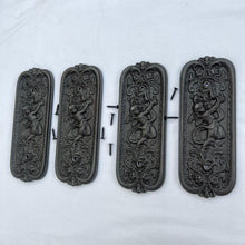 Load image into Gallery viewer, Set of Four Antique style Rustic Cast Iron Door Push Plates with Ornate Cherub Design - Vintage Finger Plate Decor
