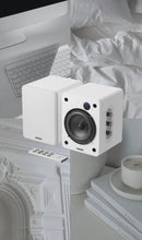 Load image into Gallery viewer, Refurbished Majority 𝗗𝟱𝟬𝗫 𝗕𝗟𝗨𝗘𝗧𝗢𝗢𝗧𝗛 𝗕𝗢𝗢𝗞𝗦𝗛𝗘𝗟𝗙 𝗦𝗣𝗘𝗔𝗞𝗘𝗥𝗦 – 60W Hi-Fi 2.0, Wireless, HDMI ARC, Optical, AUX &amp; USB, Remote, White
