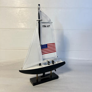 Americas Cup Model Yacht  - USA 67 | Sailing | Yacht | Boats | Models | Sailing Nautical Gift | Sailing Ornaments | Yacht on Stand | 23cm (H) x 16cm (L) x 3cm (W)