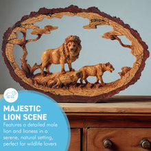 Load image into Gallery viewer, 𝗟𝗜𝗢𝗡 𝗙𝗔𝗠𝗜𝗟𝗬 𝗢𝗥𝗡𝗔𝗠𝗘𝗡𝗧, Resin Wood Effect Wildlife Figurine, Collectible Home Decor Gift
