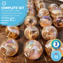 Load image into Gallery viewer, 30cm Diameter DARK WOOD SOLITAIRE BOARD GAME with HELTER SKELTER GLASS MARBLES | |classic wooden solitaire game | strategy board game | family board game | games for one | board games
