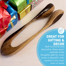 Load image into Gallery viewer, Handcrafted Mango Wood Spoon Castanets – Wooden Percussion Instrument – One-Piece Carved Spoon Clappers for Folk &amp; World Music

