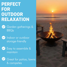 Load image into Gallery viewer, 𝗟𝗔𝗥𝗚𝗘 𝟱𝟲𝗖𝗠 𝗢𝗨𝗧𝗗𝗢𝗢𝗥 𝗙𝗜𝗥𝗘 𝗣𝗜𝗧 𝗕𝗢𝗪𝗟 – Round Steel Patio Firepit, Garden Heater &amp; Log Burner for 𝗪𝗢𝗢𝗗 𝗢𝗥 𝗖𝗛𝗔𝗥𝗖𝗢𝗔𝗟 – Ideal for Camping, BBQs &amp; Outdoor Evenings
