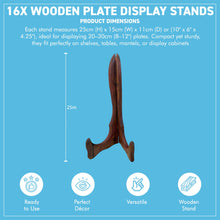 Load image into Gallery viewer, Wooden Plate Display Stands 25cm – Set of 16 Hinged Easel Holders

