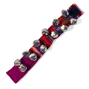 Peruvian style Wrist Bells with colourful strap, Handcrafted Percussion Instrument