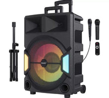 Load image into Gallery viewer, Majority P500 150W Bluetooth PARTY SPEAKER with Mic, Tripod &amp; LED Light Show – New
