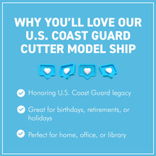 Load image into Gallery viewer, U.S. Coast Guard Cutter Model Ship – Handcrafted Wooden Replica – Detailed Nautical Decor – Fully Assembled Collectable Display
