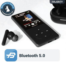 Load image into Gallery viewer, Super Slim Bluetooth MP3 Player with Earphones | 64GB Internal Memory Expandable by 128GB | Inbuilt Speaker, 2.4&quot; Full Colour Display with Intuitive Touch Controls | 67 Battery Life | MAJORITY MP3 Pro
