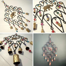 Load image into Gallery viewer, Elephant Windchime with 19 bells and brightly coloured beads, Home and Garden Ornament
