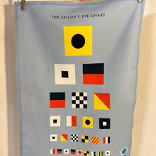 Load image into Gallery viewer, Sailors Eye Chart Tea Towel | 100% Cotton tea towel | Blue kitchen towel | Hand towel| Nautical gift | Beach themed gift | Perfect gift for sailors | 70 cm x 50 cm
