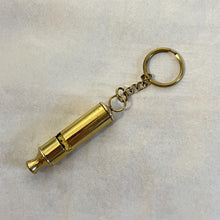 Load image into Gallery viewer, LOUD BRASS WHISTLE on keyring | emergency survival whistle | One piece | Outdoor survival whistle | supplied on Key-Chain or Hang Around Your Neck and Carry it Anywhere

