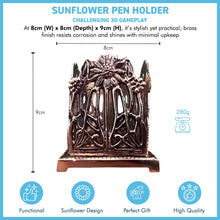 Load image into Gallery viewer, Elegant Art Nouveau Sunflower Pen Holder – Polished Brass Desk Organizer, Tidy Rack for Workspace Decor
