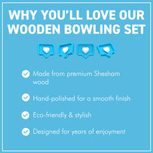 Load image into Gallery viewer, Deluxe Wooden Bowling Set with Solid Wood Storage Box � Ideal Gift for All Ages and Occasions
