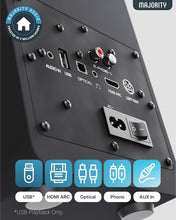 Load image into Gallery viewer, Refurbished Majority 𝗕𝗢𝗢𝗞𝗦𝗛𝗘𝗟𝗙 𝗣𝗔𝗦𝗦𝗜𝗩𝗘 𝗦𝗣𝗘𝗔𝗞𝗘𝗥𝗦 |Hi-Fi Stereo Speakers Pair for Tuners Hi-Fi systems with build in amplifiers | Stereo 2.0, 60W RMS | Solid Build and Compact Size D70X Passive BLACK
