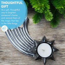 Load image into Gallery viewer, Celestial Elegance,  Brushed Silver Aluminum Shooting Star Tea Light Candle Holder, Modern Decorative Accent
